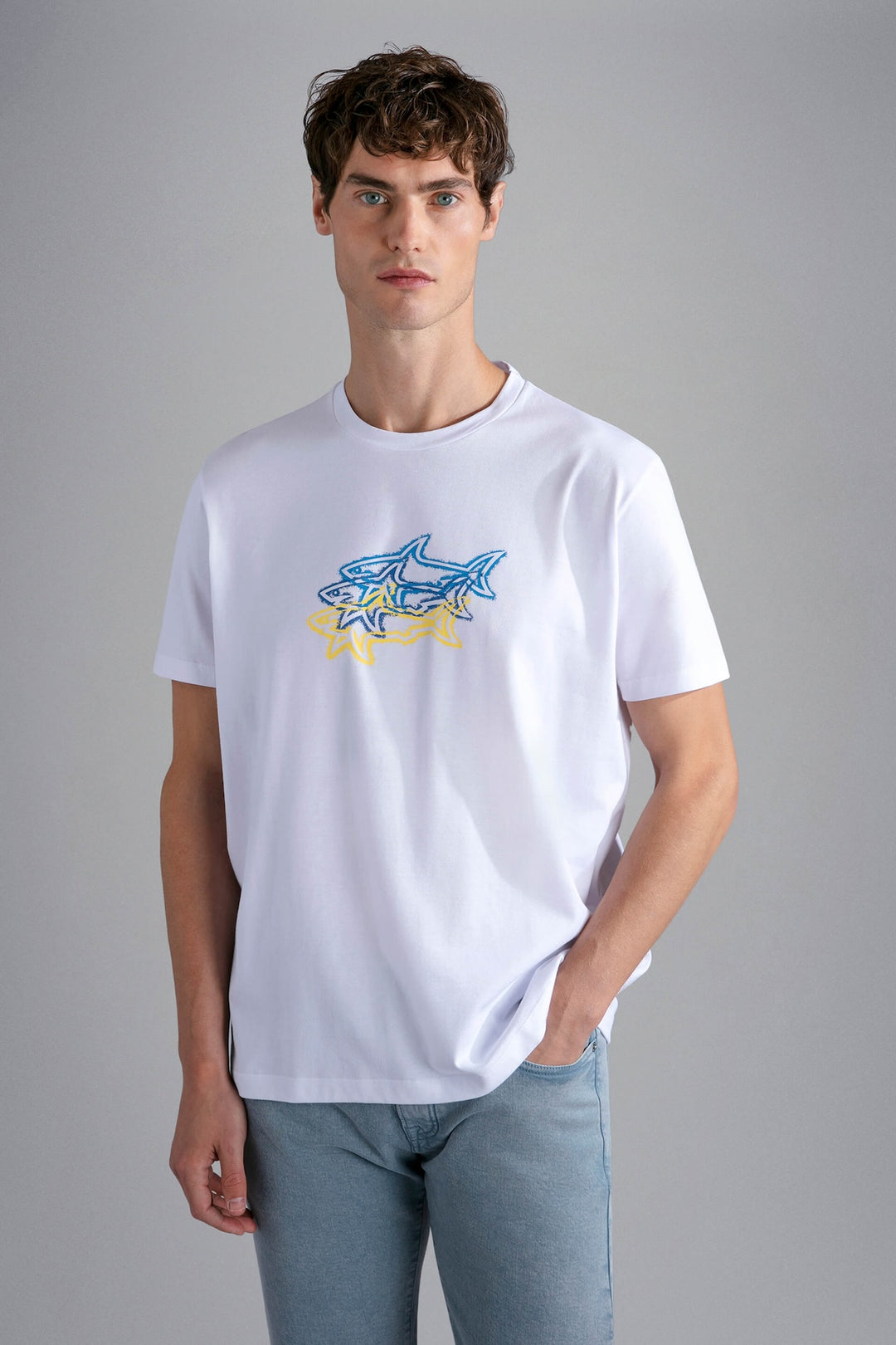 3 sharks printed t-shirt