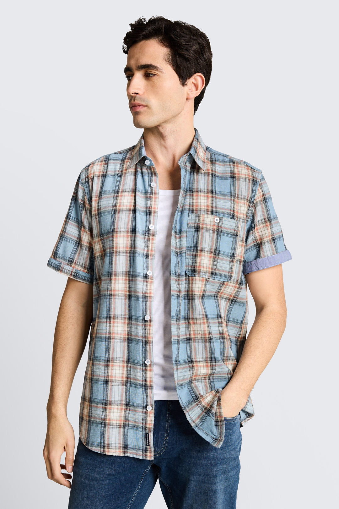 Chemise manches courtes à carreaux