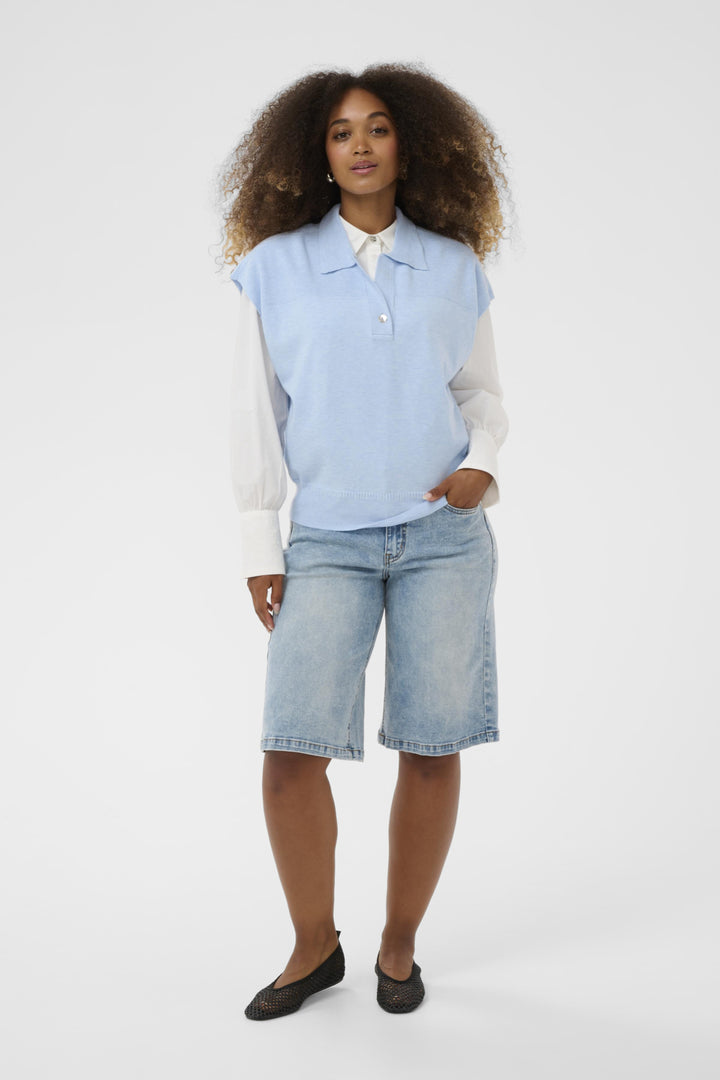 Haut en maille sans manches à col polo