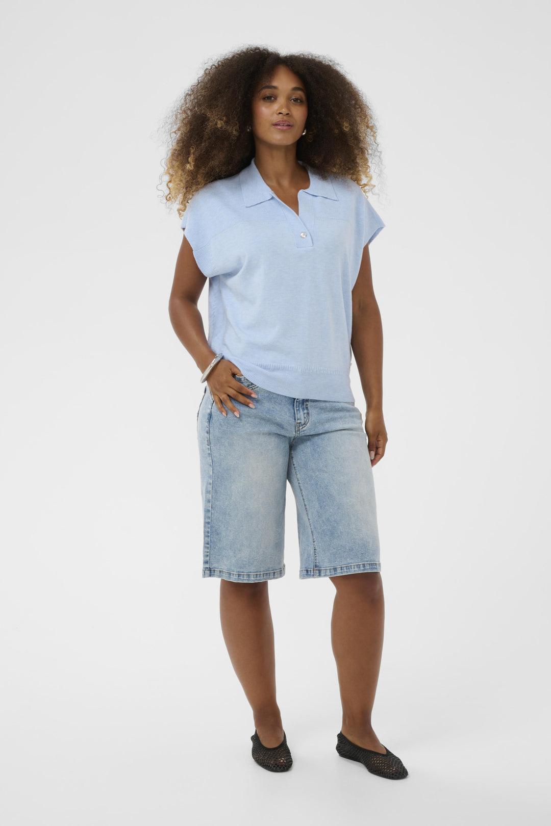 Haut en maille sans manches à col polo