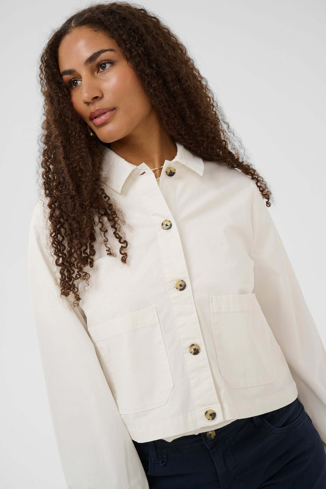 Veste légère rayée à boutons