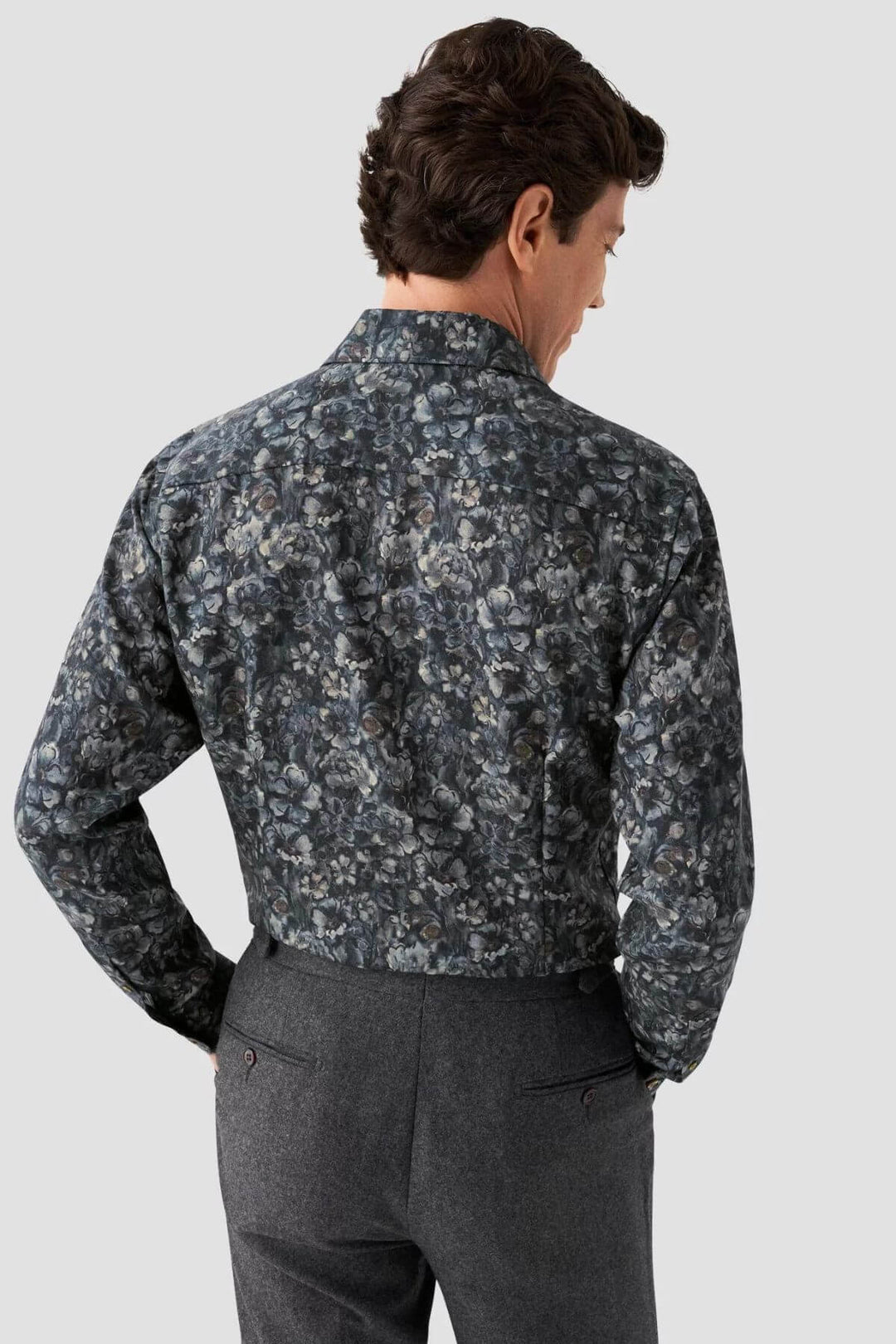 Floral-print merino wool shirt