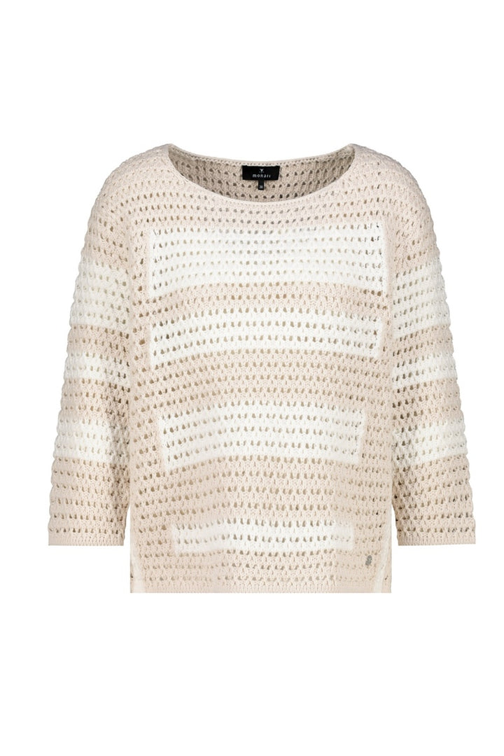 Tricot ajouré rayé manches longues