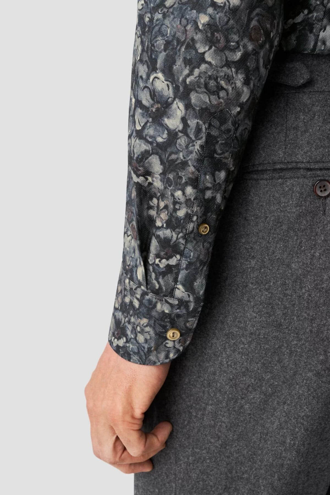 Floral-print merino wool shirt