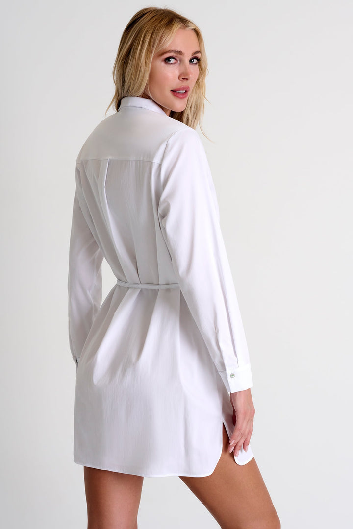 Poplin Shirt Tunic With Cinched Waist - 52466-84-000 02 / 000 White / 69% COTON 26% NYLON 5% ELASTANE