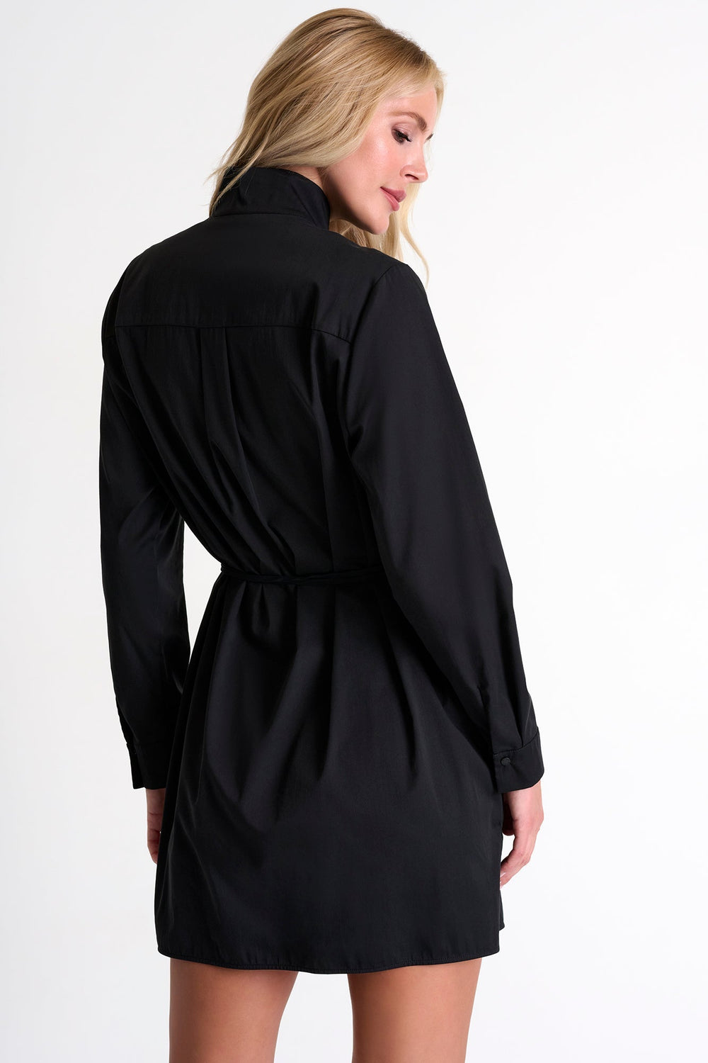 Poplin Shirt Tunic With Cinched Waist - 52466-84-800 02 / 800 Caviar / 69% COTON 26% NYLON 5% ELASTANE