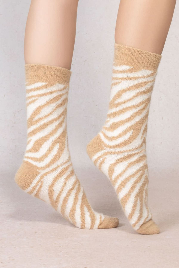 Chaussettes en laine d’alpaga zèbre pour femme Bleuforêt