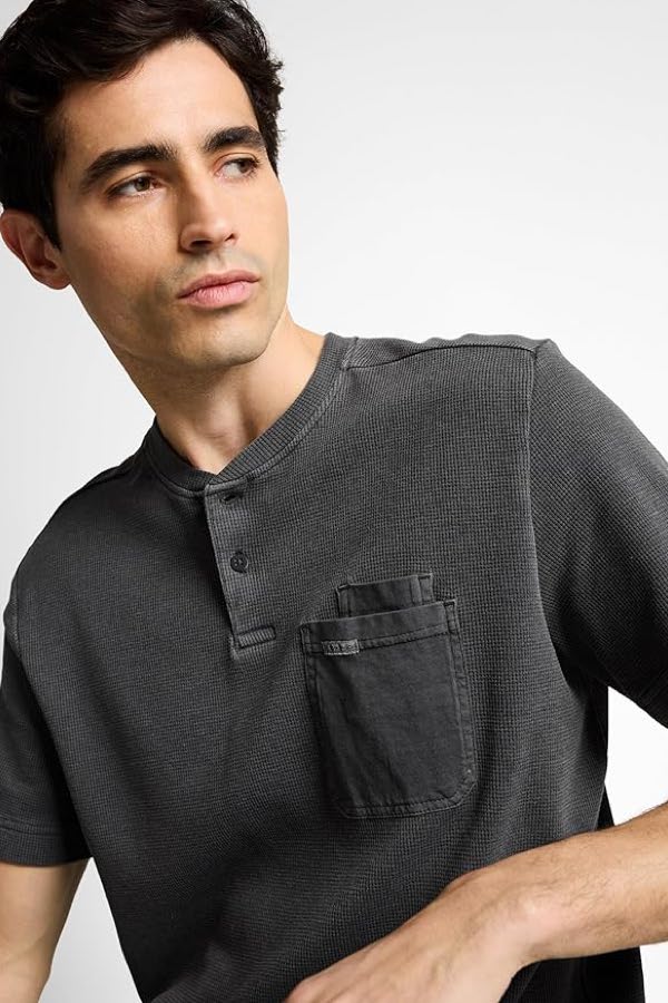 T-shirt gaufré à col henley