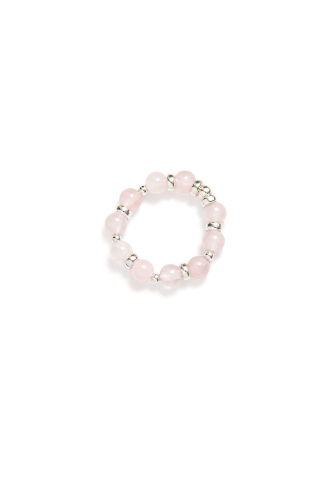 Bague élastique Be Bubbly de la Collection Héritage avec perles de quartz rose et argent sterling.