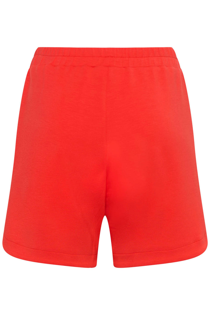 Bermuda Hennieh en molleton rouge vif avec taille élastique et coupe droite, tissu doux et extensible
