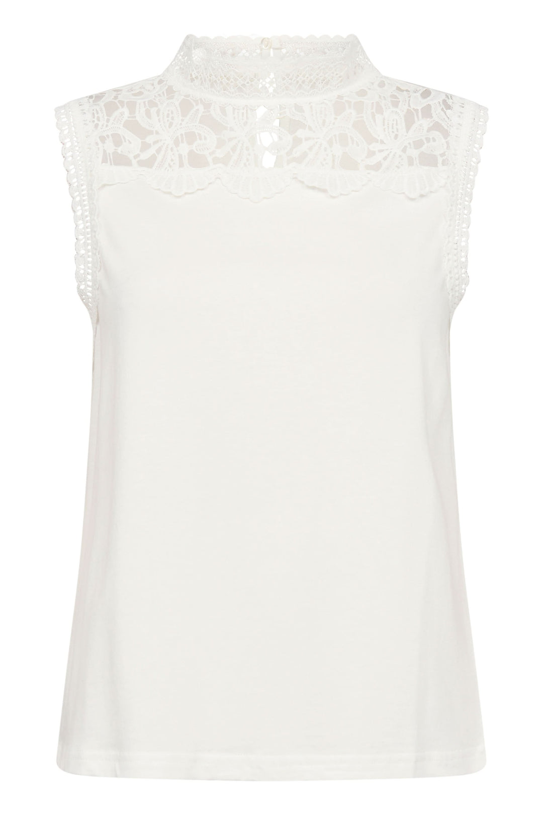 Haut sans manches Camisole Livy avec empiècement en dentelle et col montant élégant.