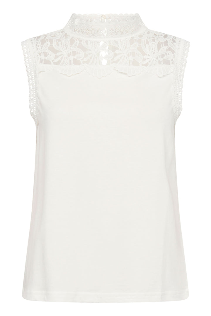 Haut sans manches Camisole Livy avec empiècement en dentelle et col montant élégant.