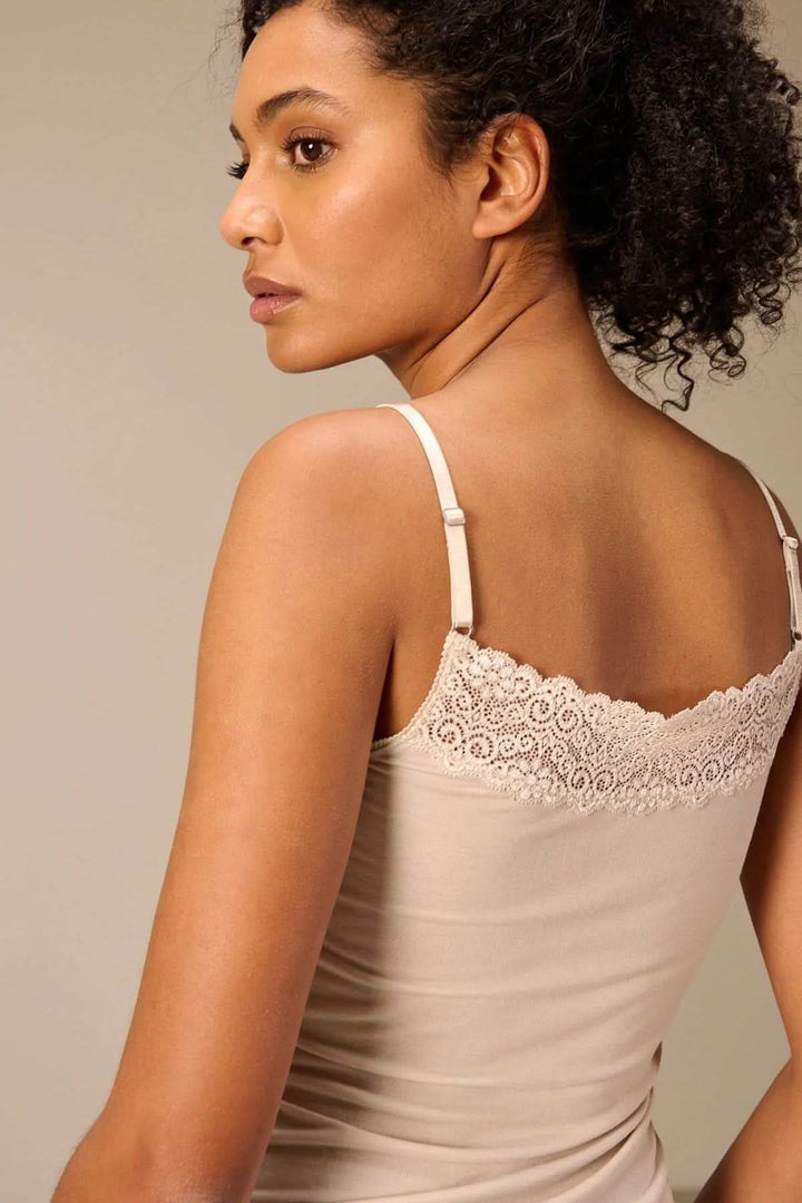 Camisole à bretelles avec dentelle; vêtement féminin élégant et confortable encolure en V en dentelle fine