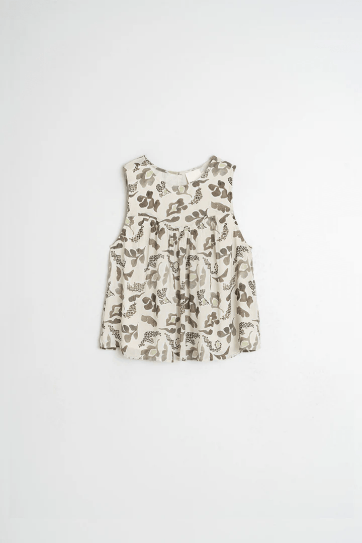 Camisole imprimée sans manches avec effet superposé, design léger et fluide parfait pour l&