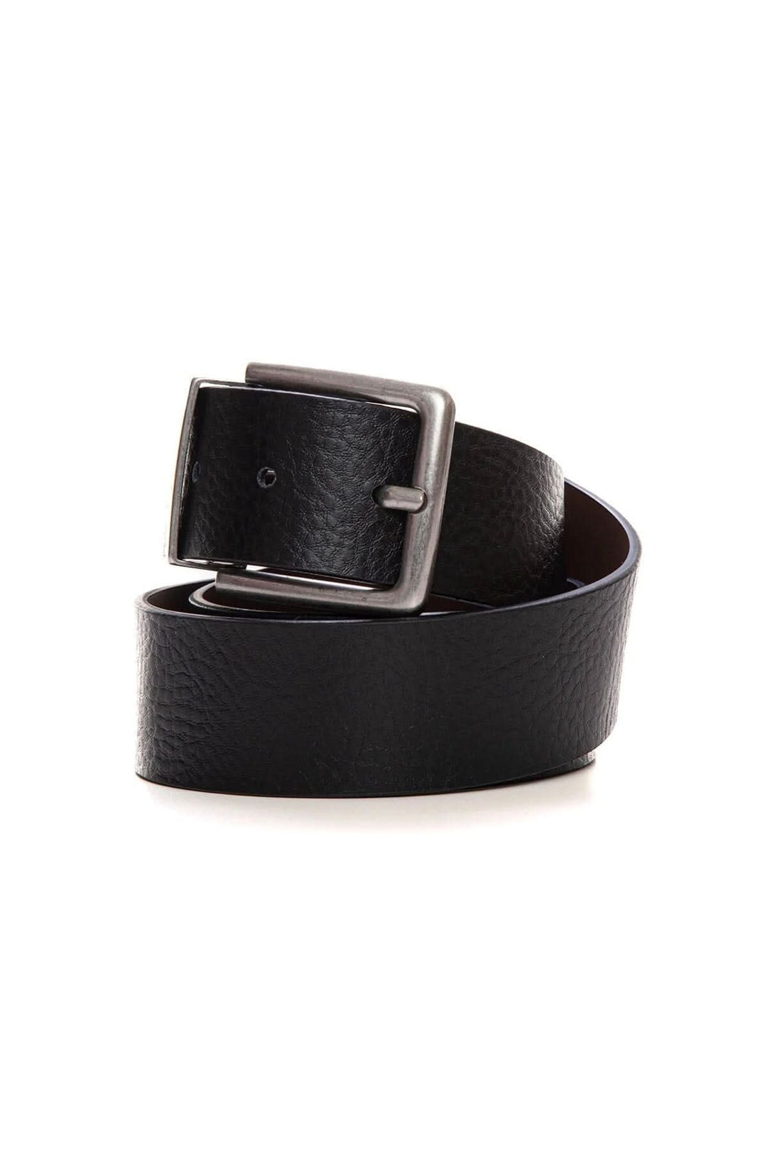 Ceinture réversible BOSS OMAR-G-, en cuir noir, avec boucle plate, style moderne et ajustable.