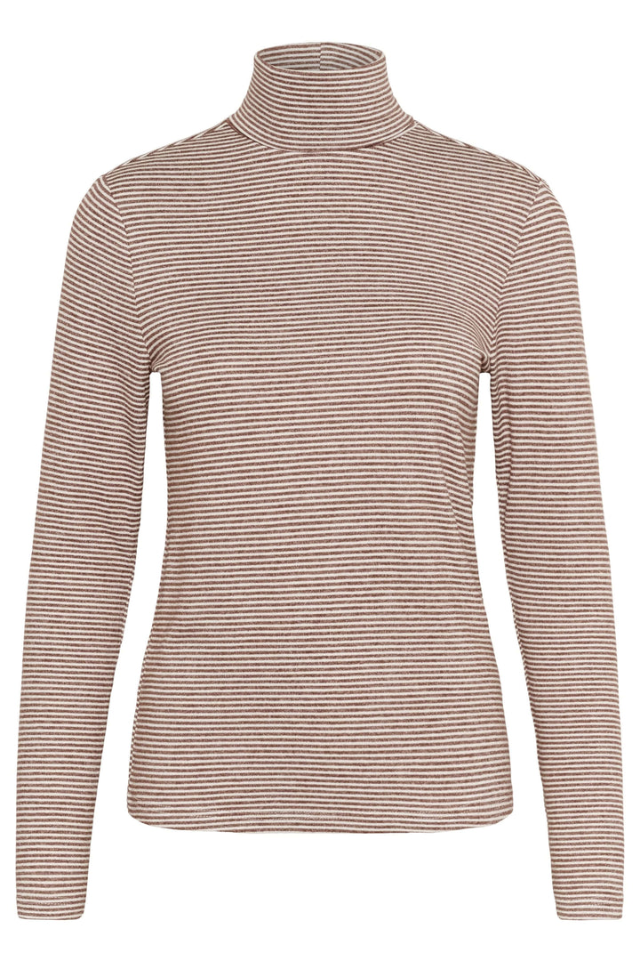 Chandail Amma à col roulé rayé ajusté avec motif à fines rayures, coupe ajustée et extensible, idéal pour un look moderne et décontracté.