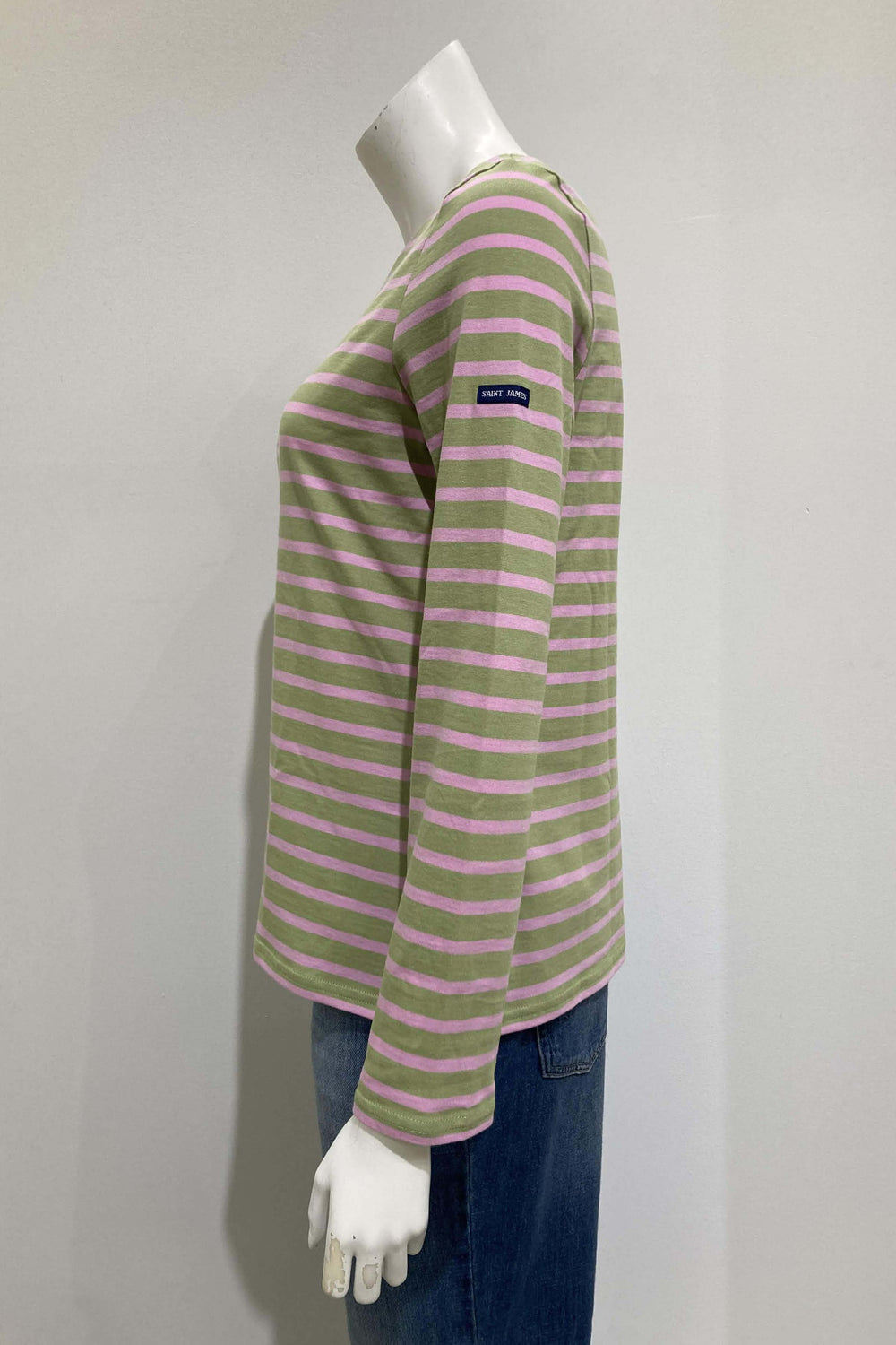 Chandail Minquidame à rayures, coupe droite, manches longues, encolure ronde, confortable et souple, parfait pour le quotidien.