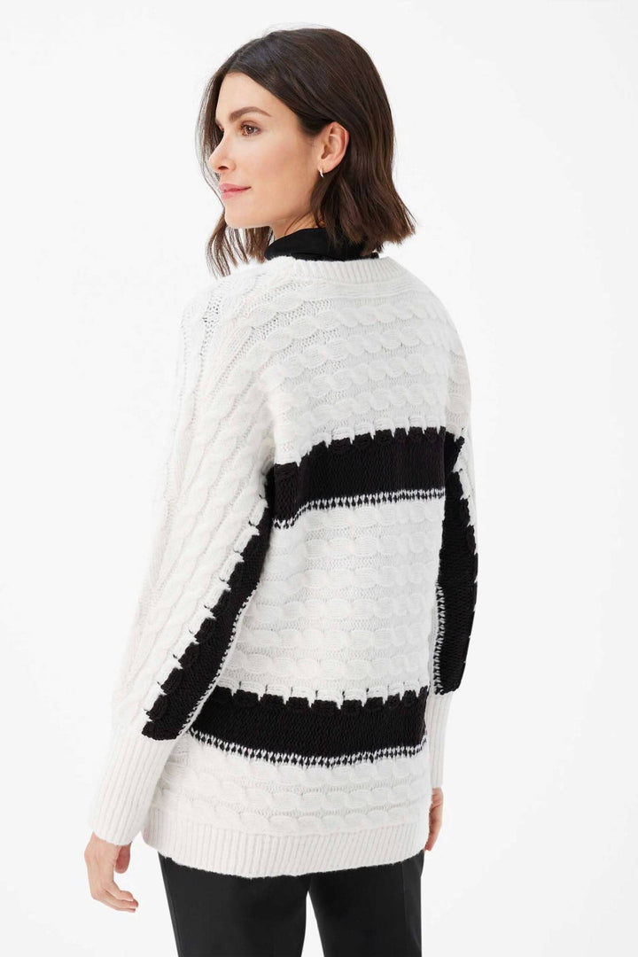 Pull en tricot Liv pour femme, décontracté avec motif torsadé et bandes contrastantes, parfait pour l&
