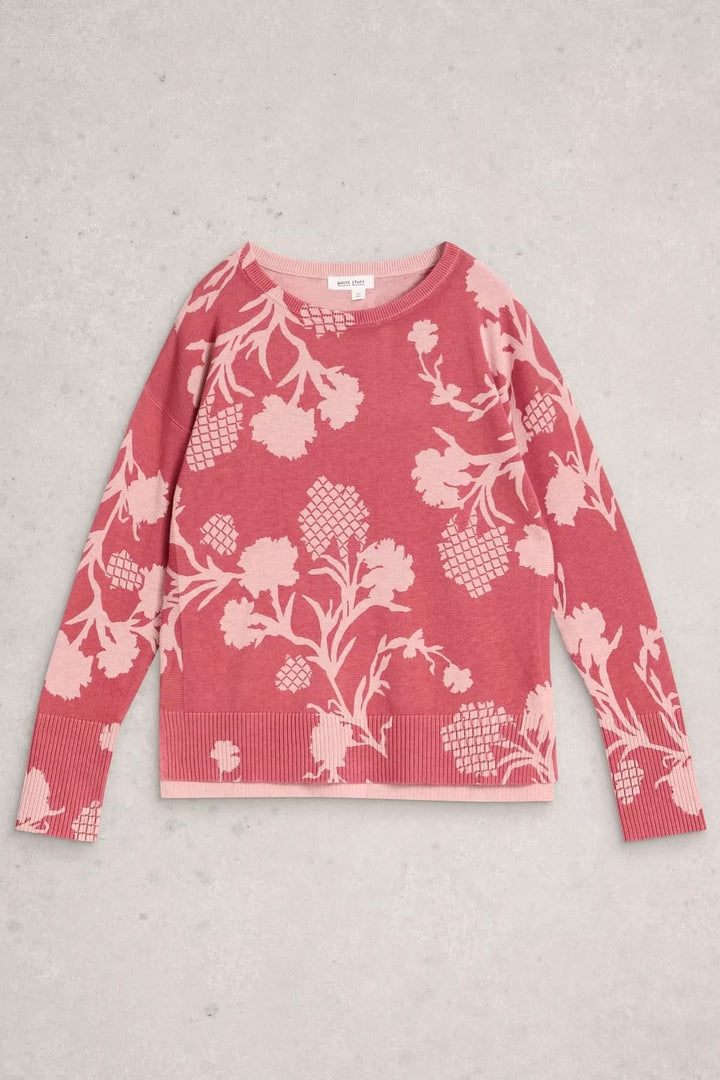 Chandail imprimé à manches longues Olive, en maille douce avec imprimé graphique, pour un style décontracté et féminin.