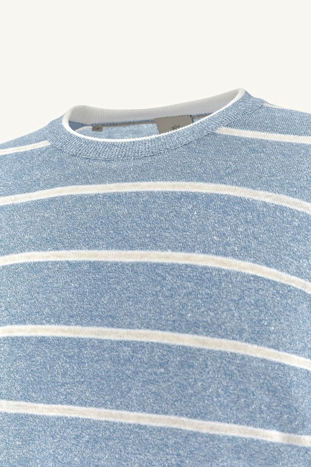 Chandail rayé en lin et coton Urukai bleu, motif rayé élégant, coupe régulière, style Riviera, confection de qualité Paul &amp; Shark
