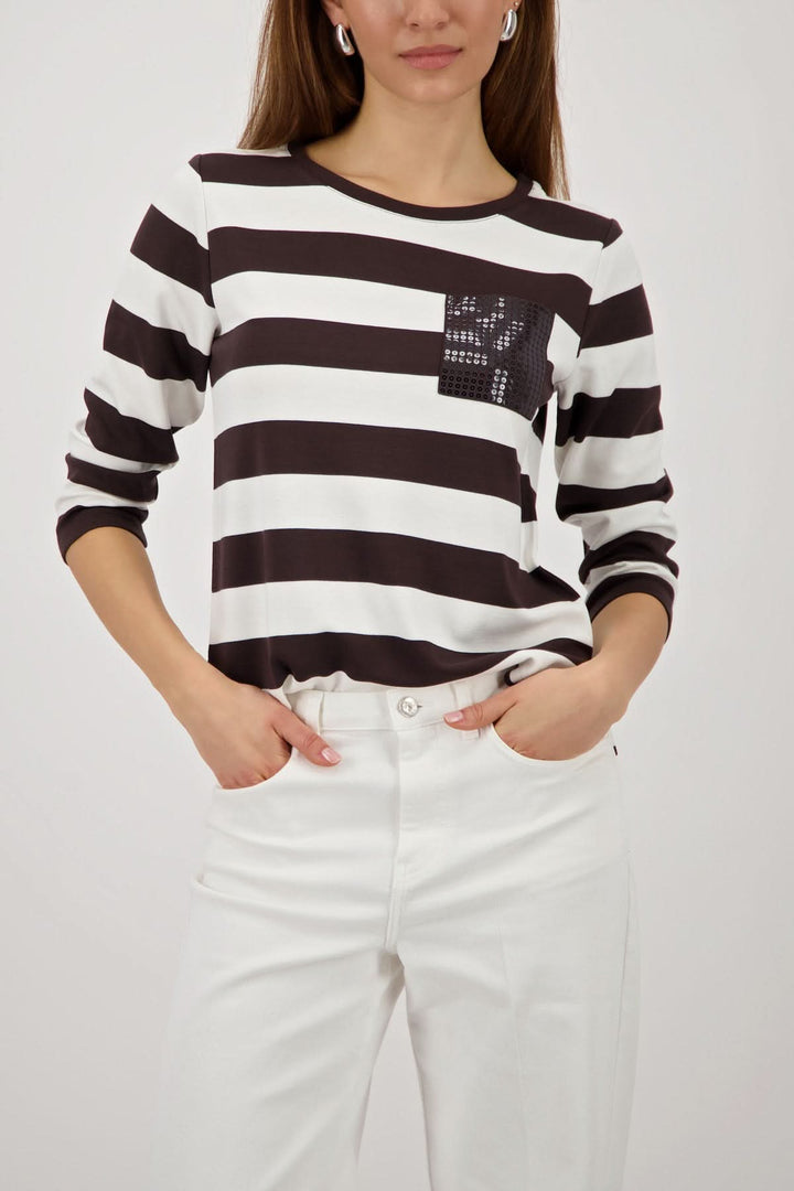 Striped sweater with a decorative pocket