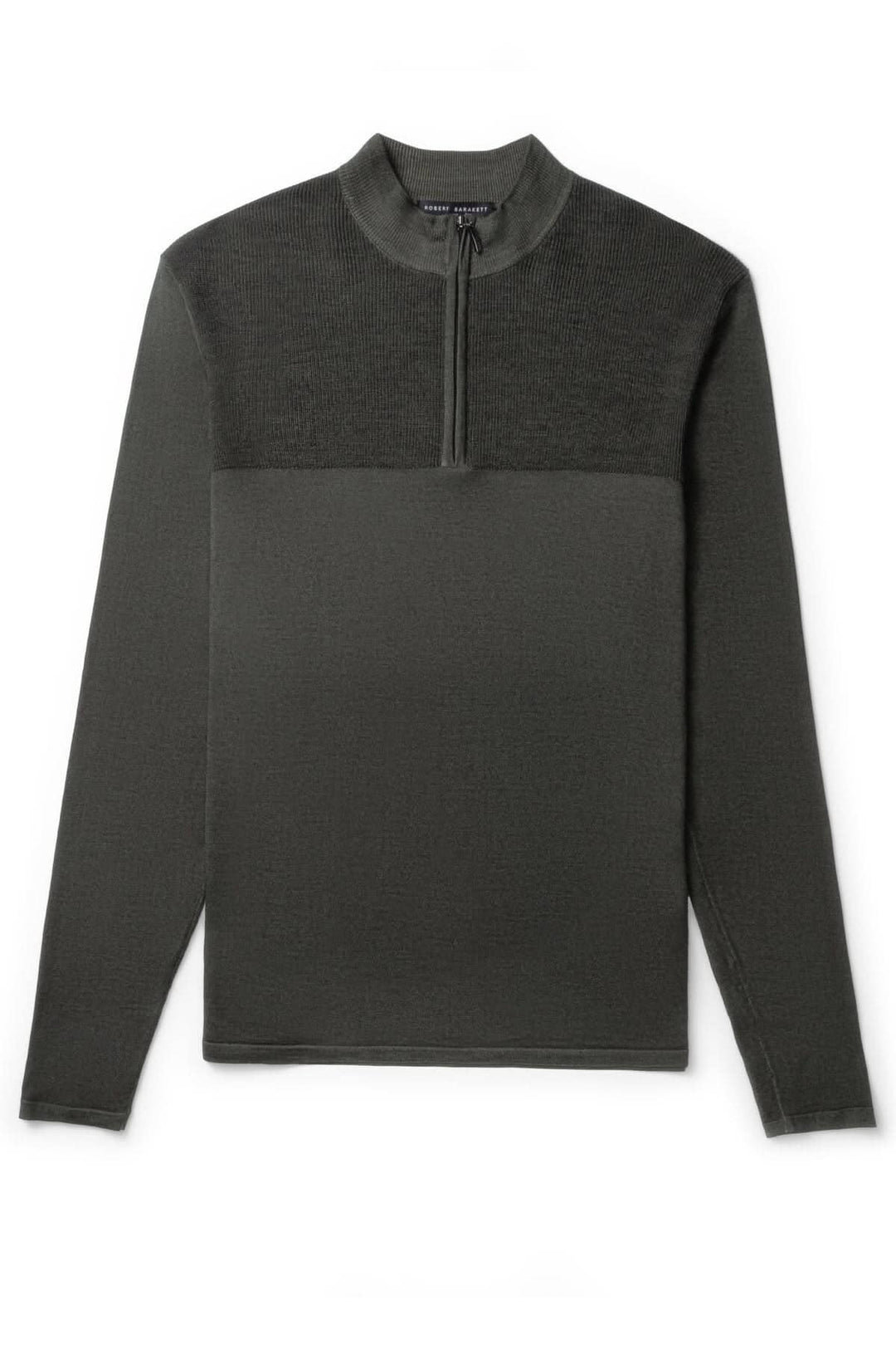 Chandail zippé Newbury en laine mérinos, design moderne avec finition teintée en pièce, élégant et confortable.