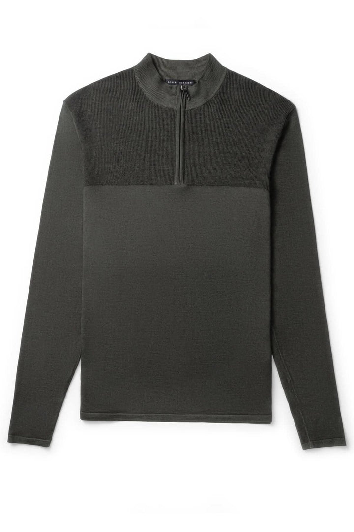 Chandail zippé Newbury en laine mérinos, design moderne avec finition teintée en pièce, élégant et confortable.