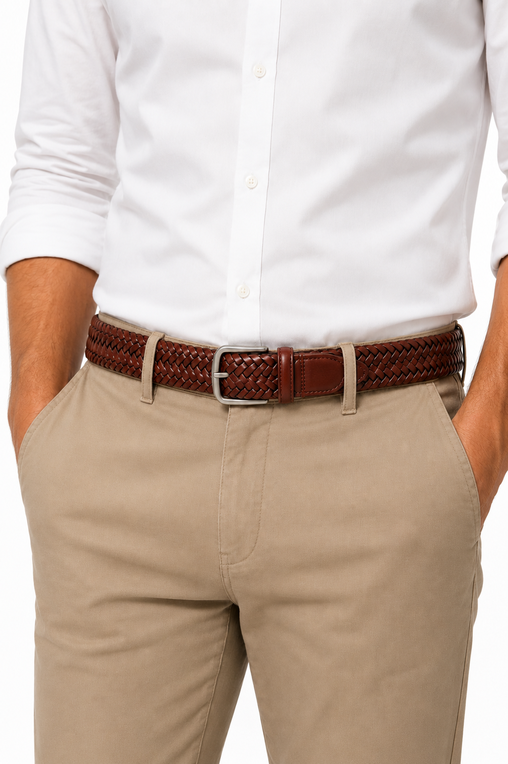 Ceinture tressée en cuir