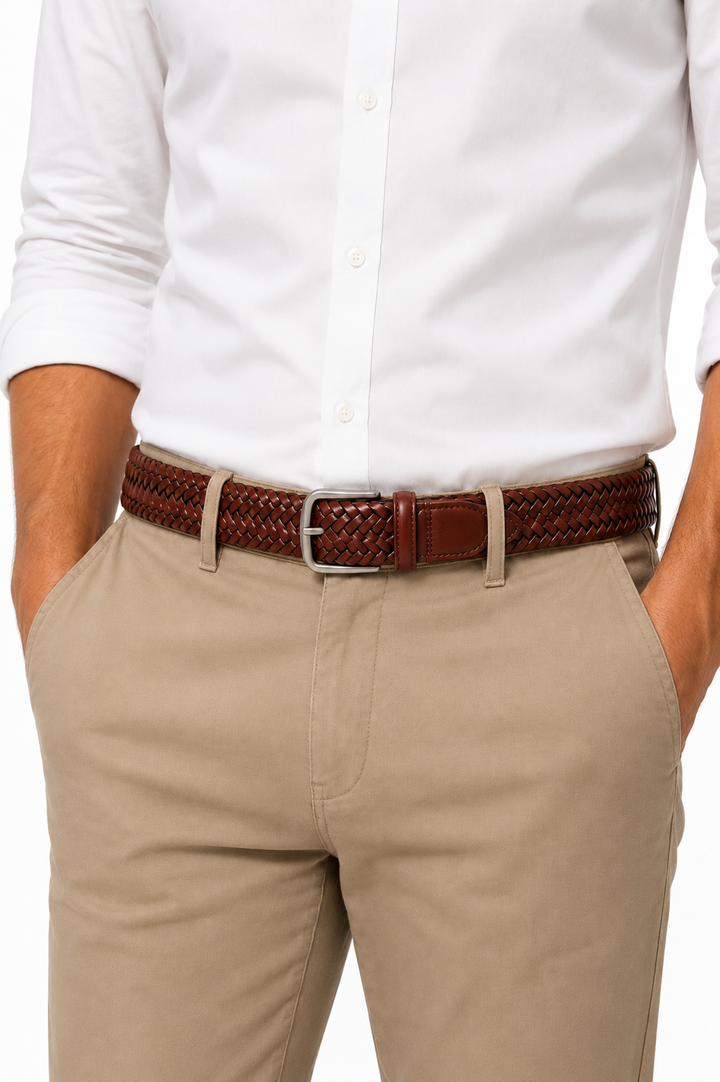 Ceinture tressée en cuir