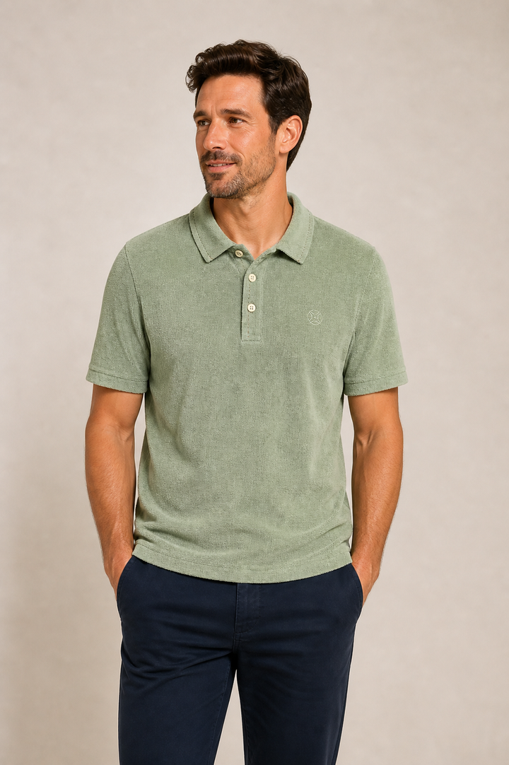 Short-sleeve terry cloth polo shirt