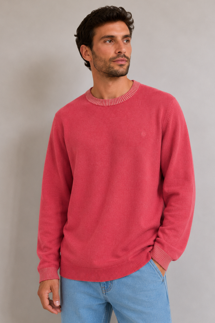 Sweater with a contrasting neckline