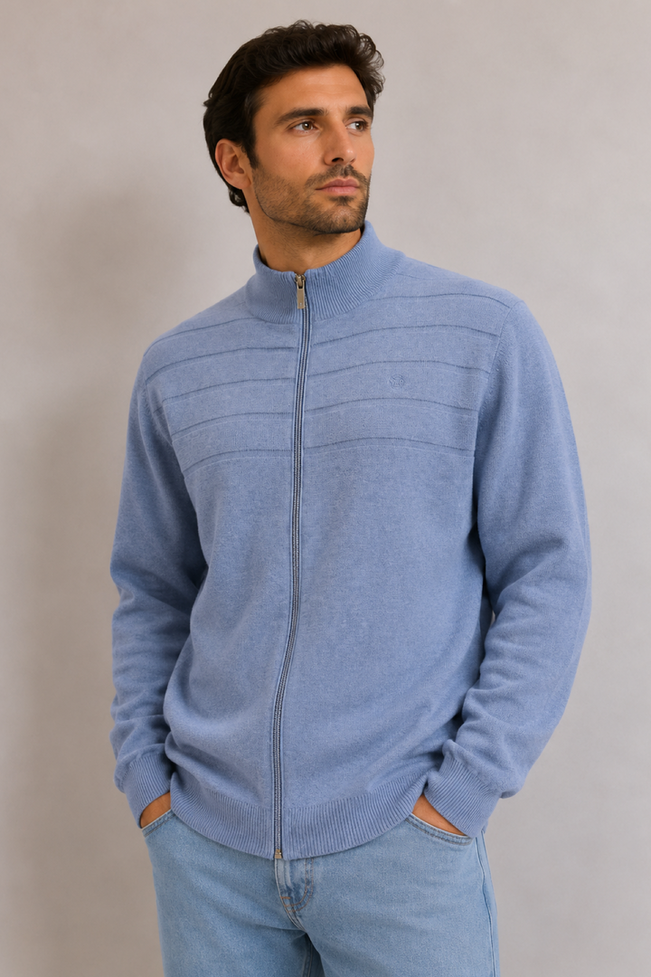 Cardigan zippé à col montant