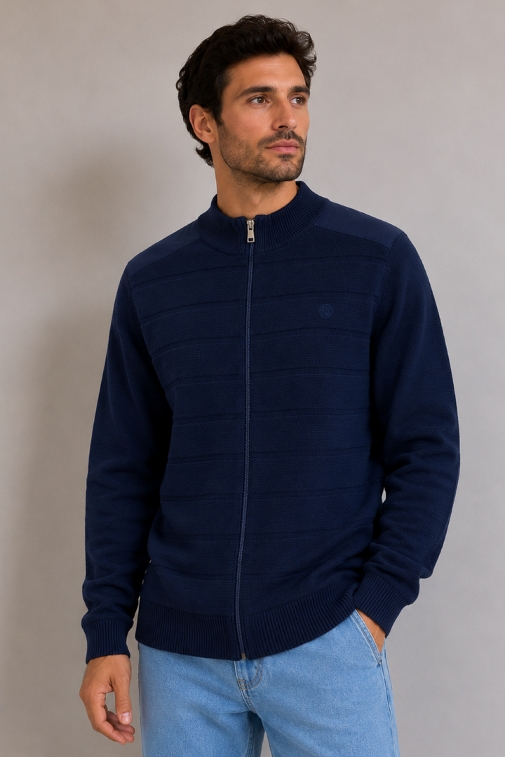 Cardigan zippé à col montant