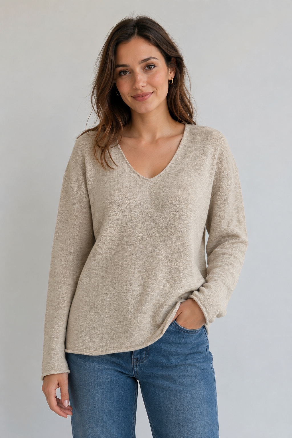 V-neck knit sweater