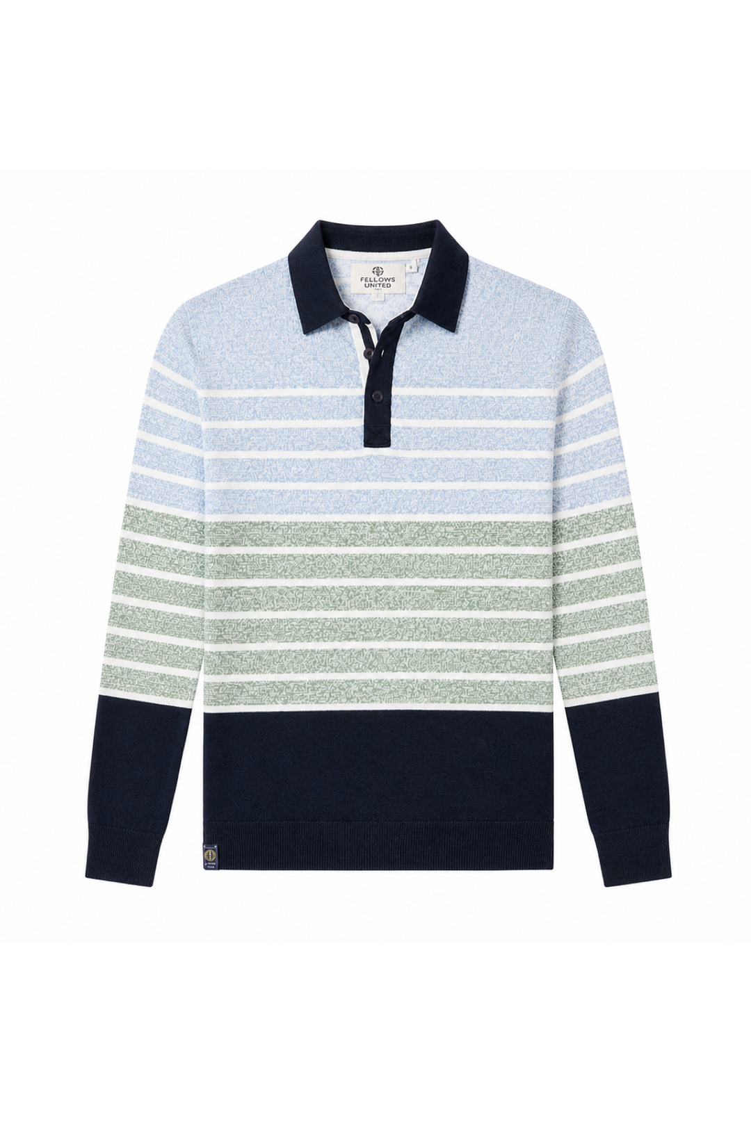Long-sleeve striped polo shirt