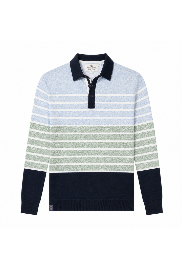 Long-sleeve striped polo shirt
