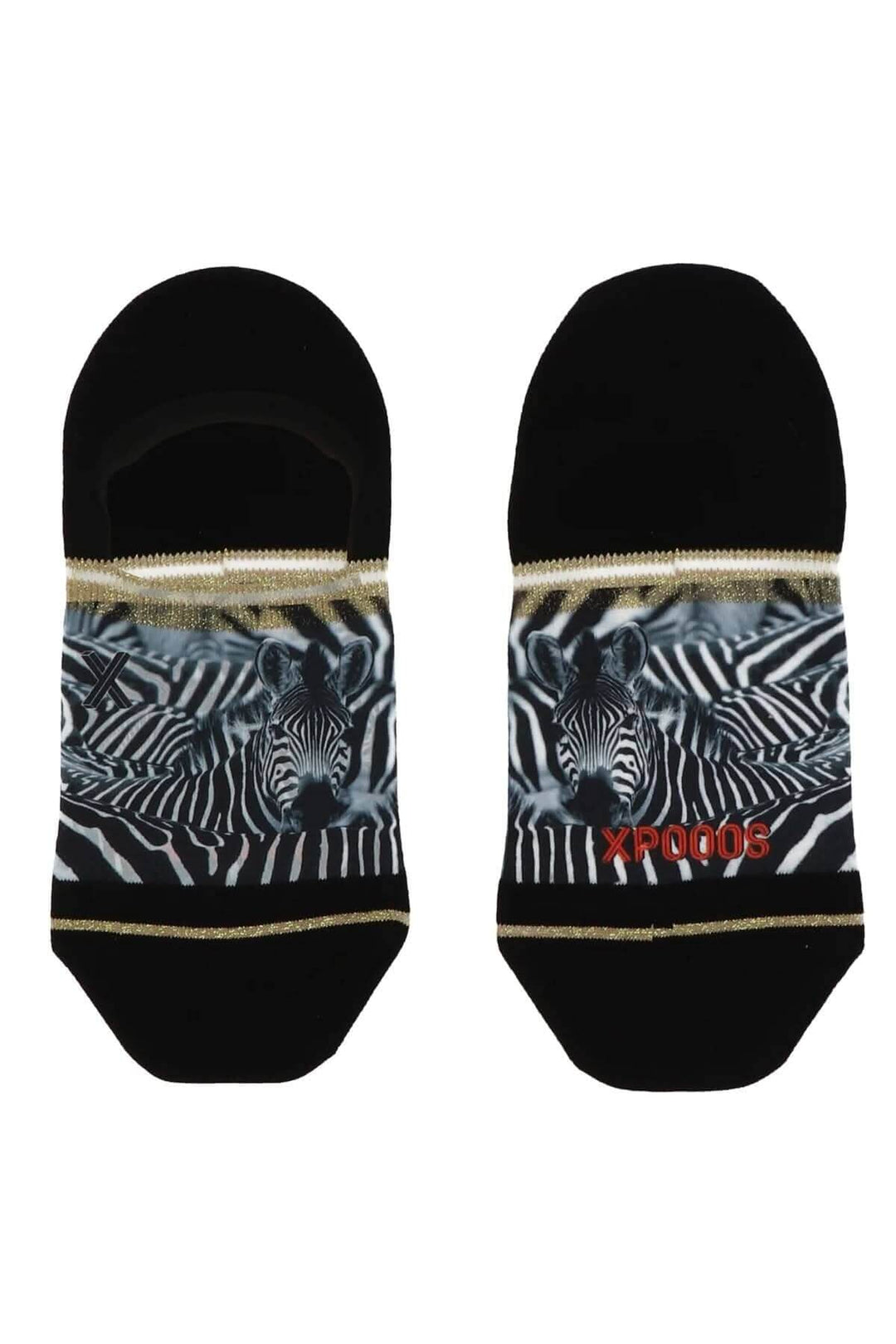 Chaussettes invisibles noires avec imprimé zèbre, style Safari-Chic, avec talon antidérapant, confortable et élégant.