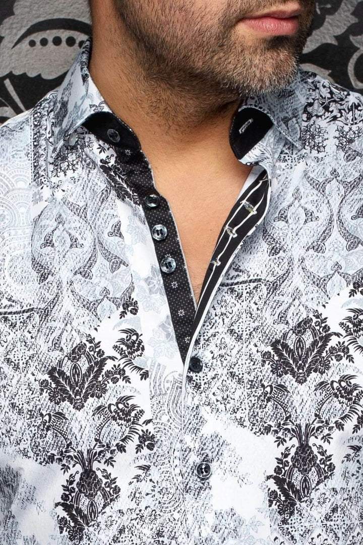Chemise CASCAIS à imprimé artistique sophistiqué, coupe ajustée moderne, idéale pour un look élégant au bureau ou en sortie.