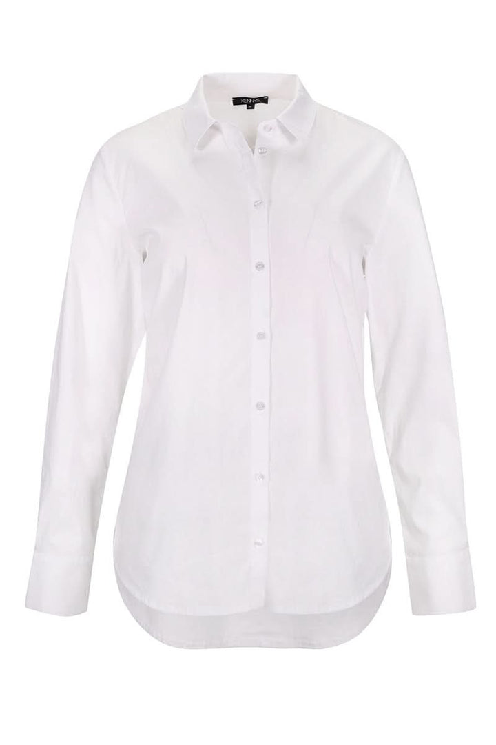 Chemise classique blanche avec coupe structurée et col traditionnel, idéale pour des tenues élégantes et polyvalentes.