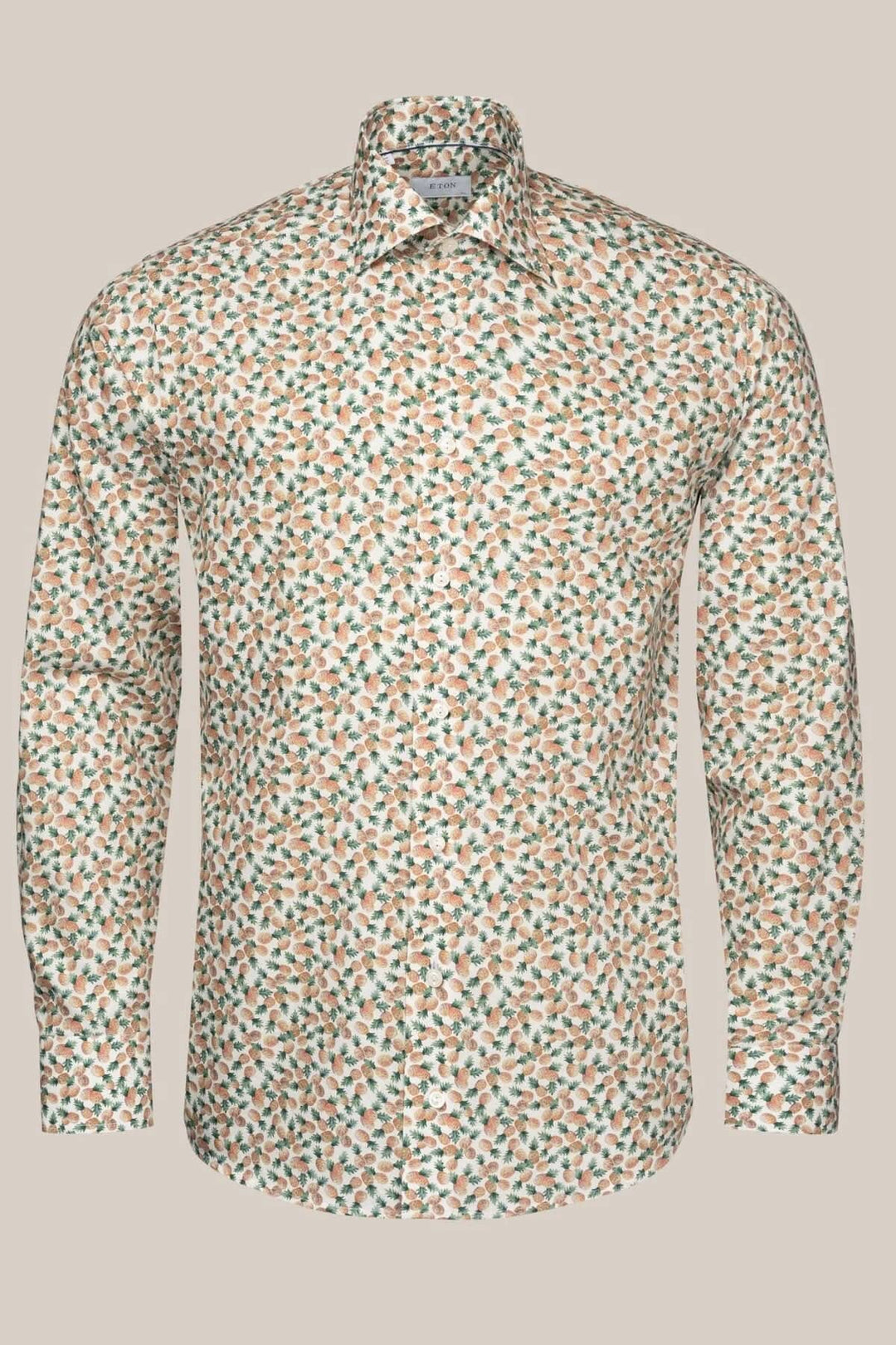 Chemise en coton et TENCEL™ avec motif ananas coloré, col cutaway et boutons classiques.