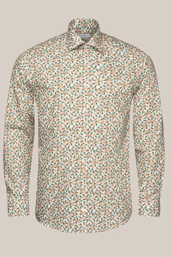 Chemise en coton et TENCEL™ avec motif ananas coloré, col cutaway et boutons classiques.