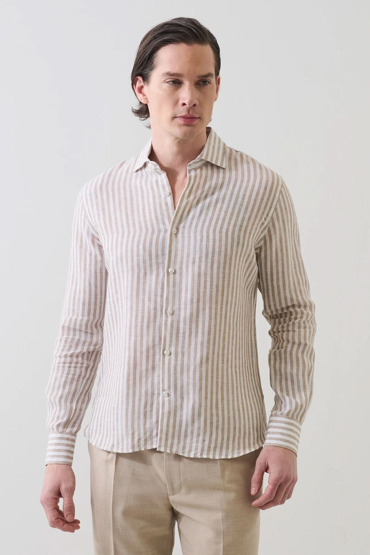 Chemise en lin à rayures bengal