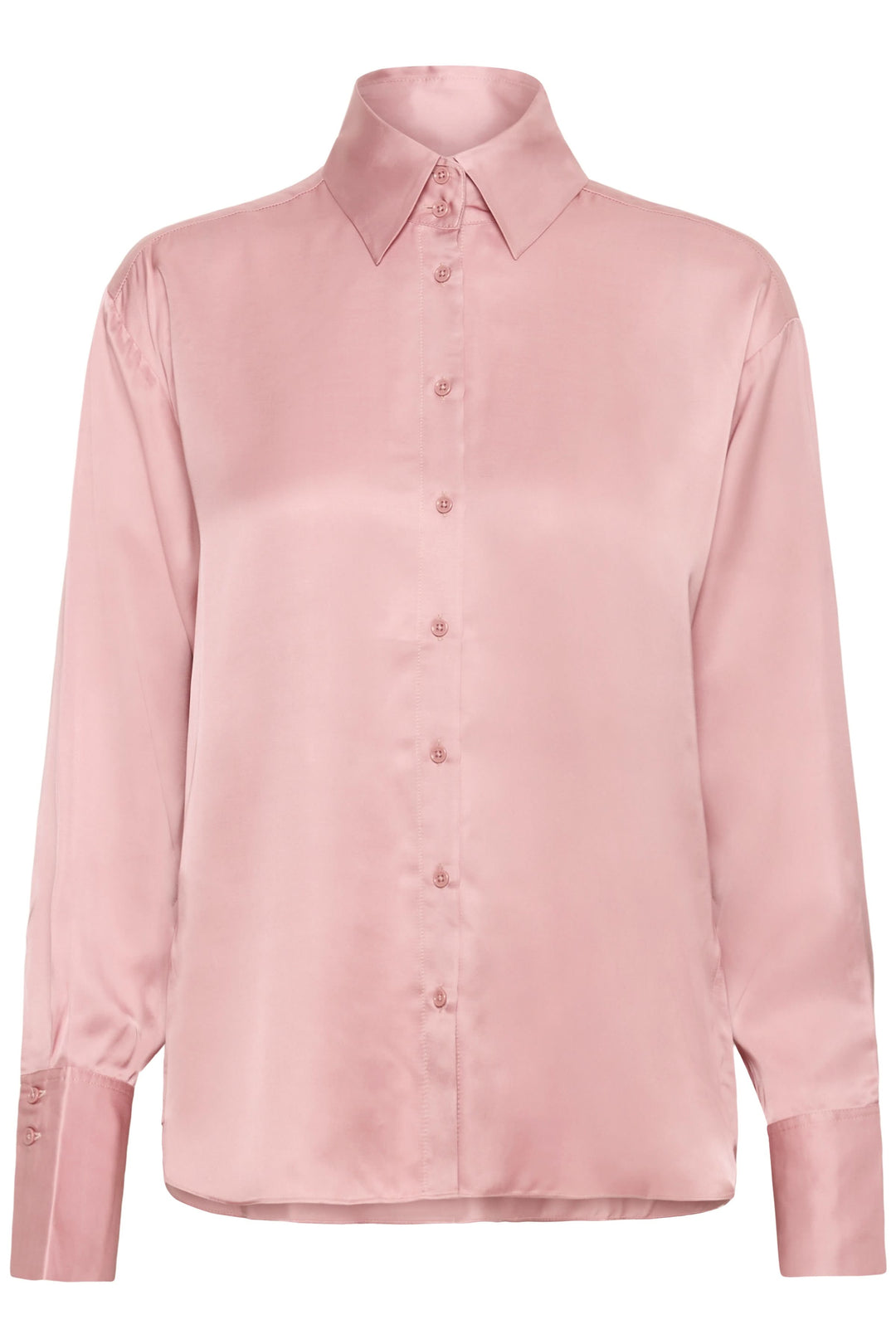 Chemise fluide Pauline rose avec coupe droite et col classique, idéale pour un style moderne et soigné.