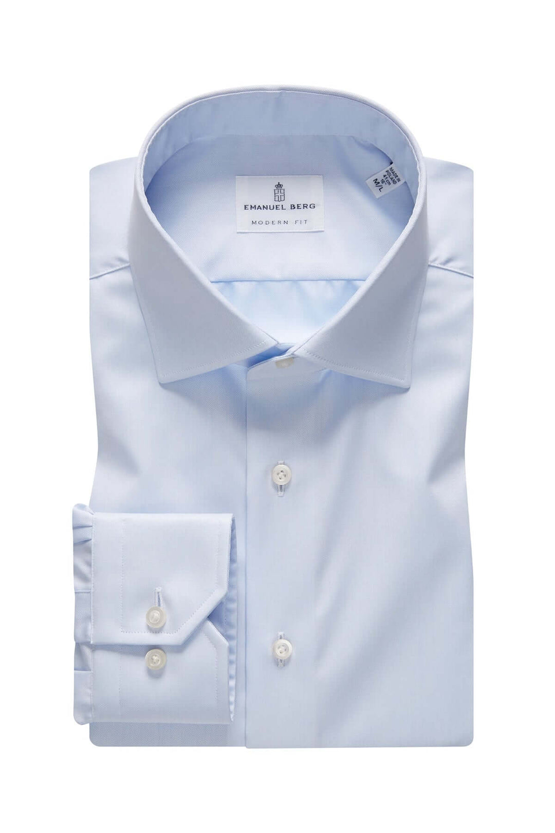 Chemise habillée en twill fin, col Mr. Crown, respirante et élégante, idéale pour le bureau.