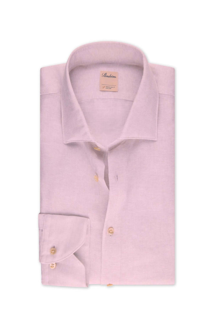 Chemise à manches longues en lin, couleur douce avec col classique et boutons en nacre, idéale pour l&