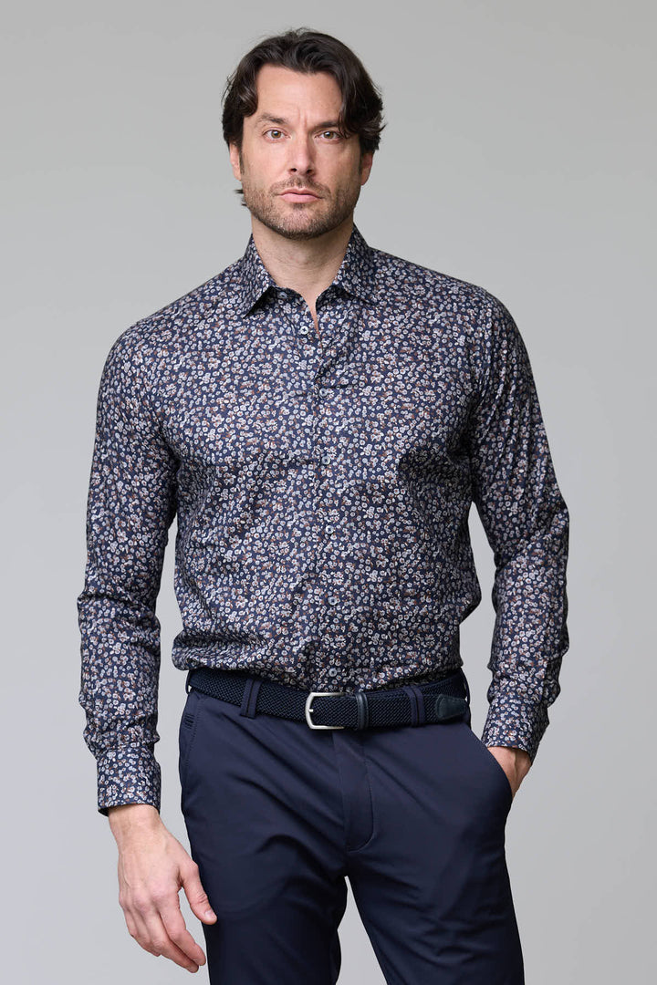 Shirt with abstract floral pattern