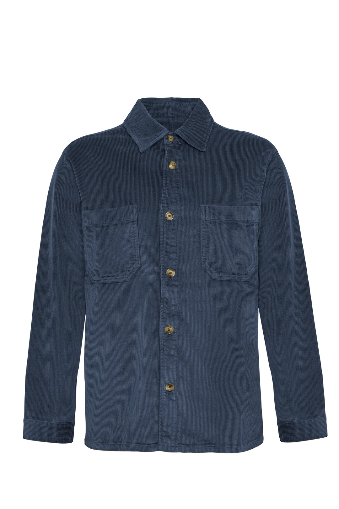 Chemise sport en velours côtelé style surchemise avec poches, col classique et boutons contrastants, décontractée et sophistiquée.