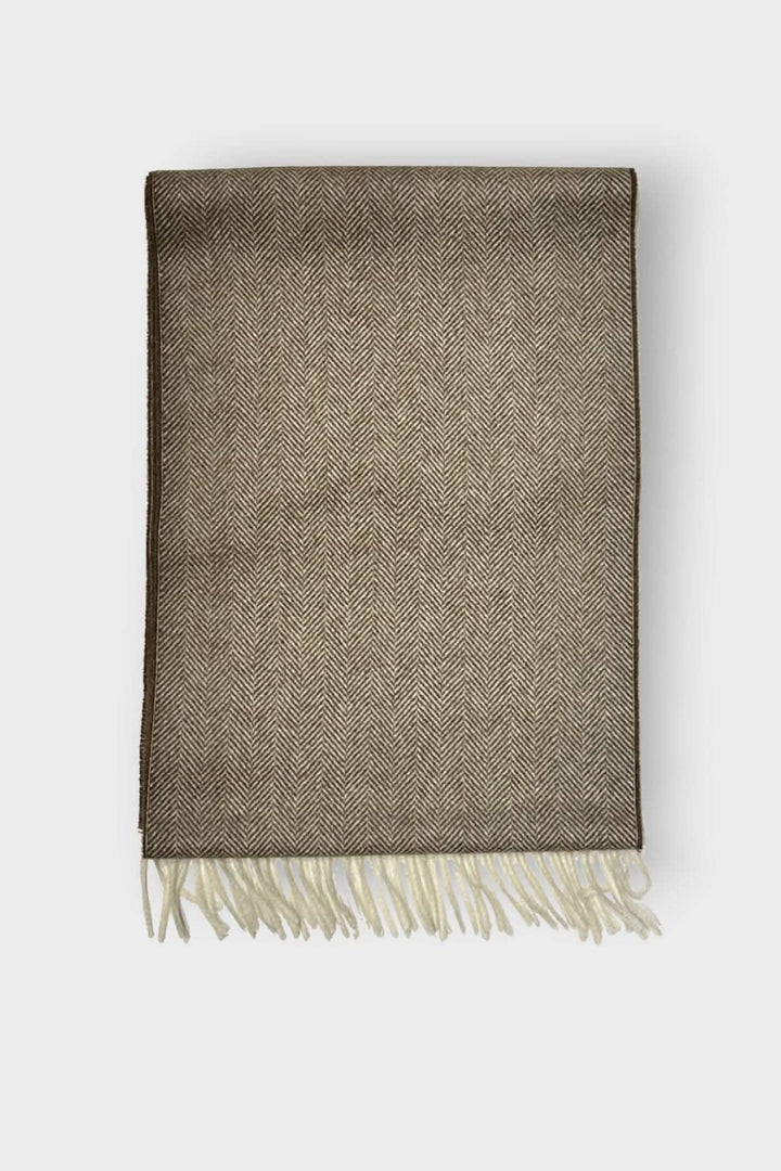 Foulard en cachemire à chevrons marron avec franges, élégant et raffiné, 180CM X 30CM.