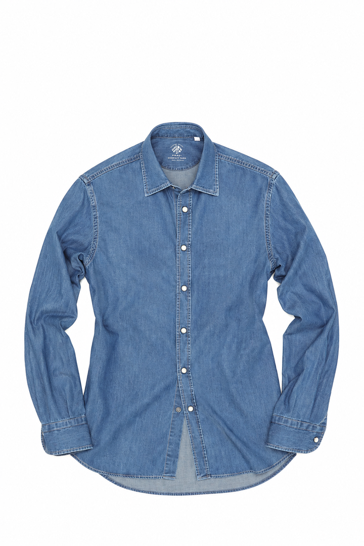 Chemise en denim avec boutons pression