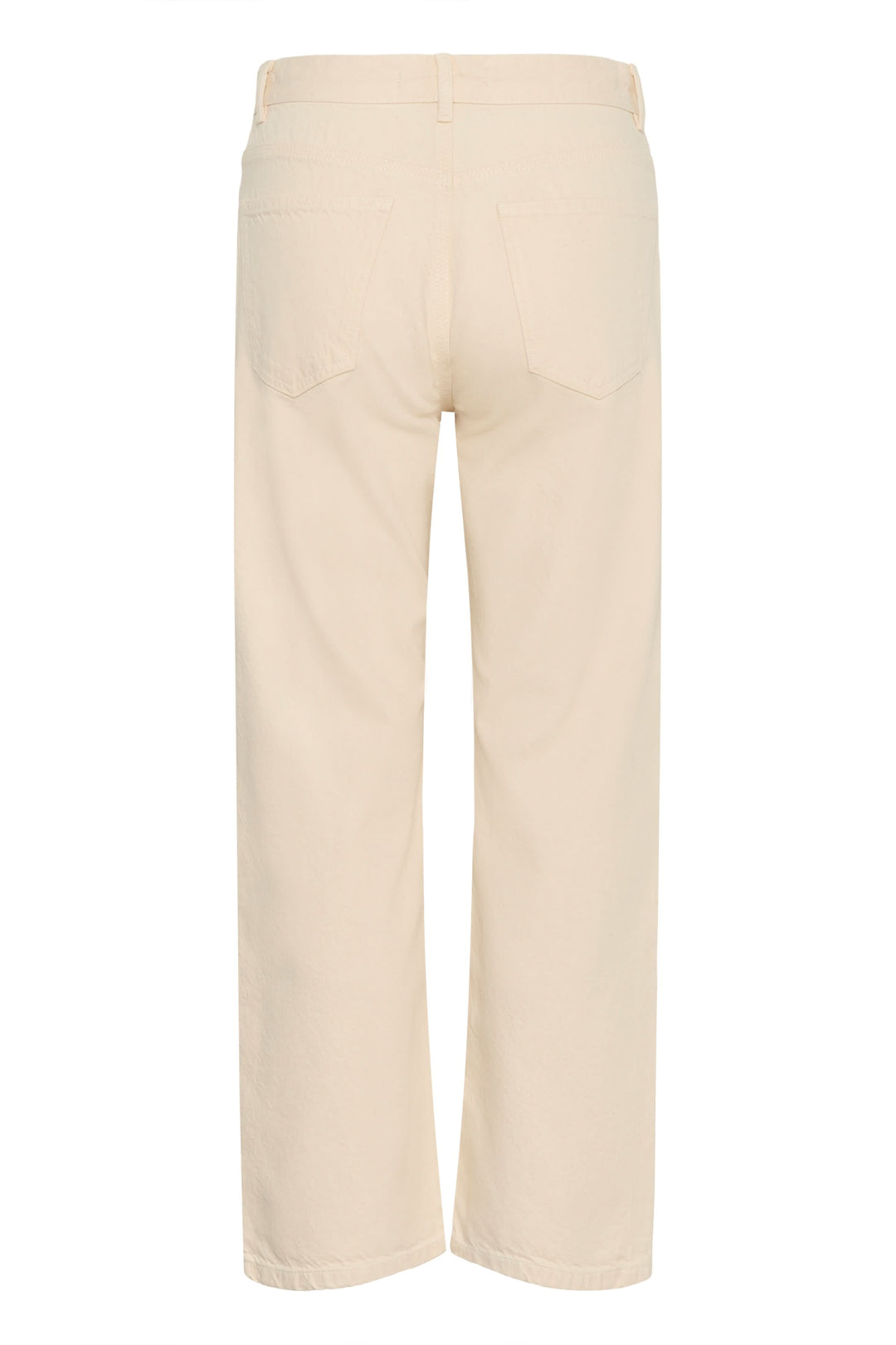 Jean Dilys droit classique vu de dos, coupe droite, poches arrière, denim beige, confortable et élégant pour un look intemporel.